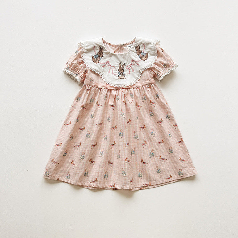 MyKids-USA® Baby Girls Short Sleeves Animals Cartoon Pattern Dress