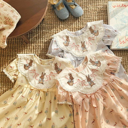 MyKids-USA® Baby Girls Short Sleeves Animals Cartoon Pattern Dress