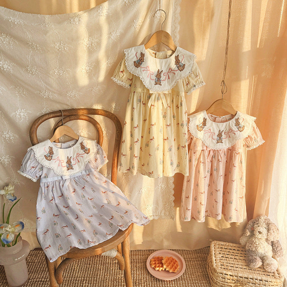 MyKids-USA® Baby Girls Short Sleeves Animals Cartoon Pattern Dress