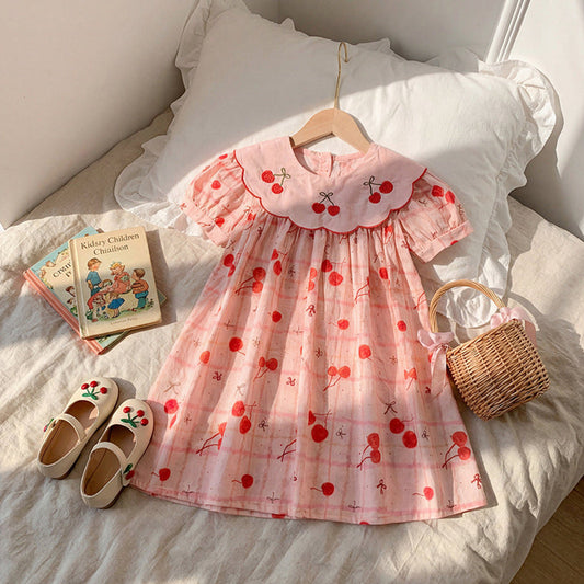 MyKids-USA® Baby Girls Short Sleeves Cherry Pattern Dress