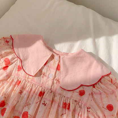 MyKids-USA® Baby Girls Short Sleeves Cherry Pattern Dress