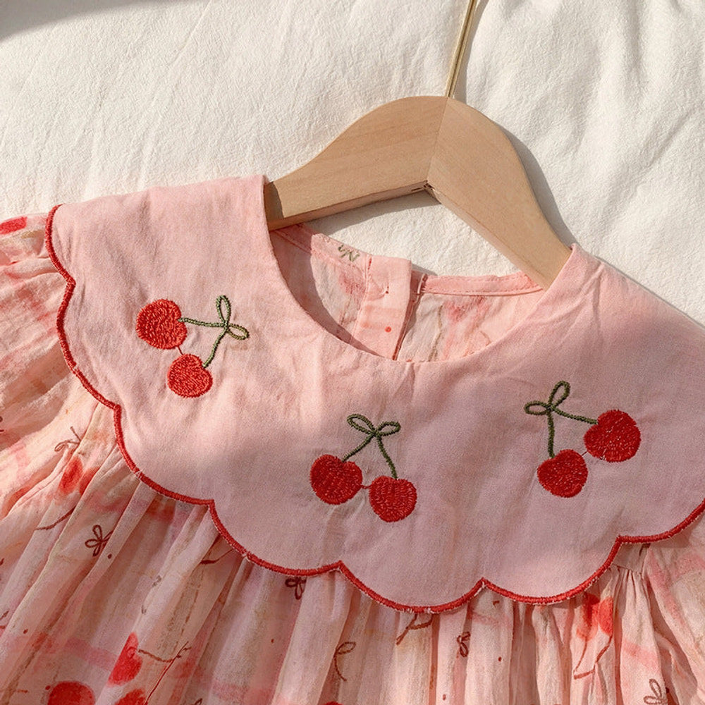 MyKids-USA® Baby Girls Short Sleeves Cherry Pattern Dress