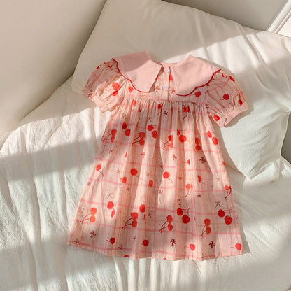 MyKids-USA® Baby Girls Short Sleeves Cherry Pattern Dress