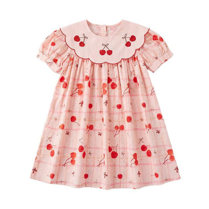 MyKids-USA® Baby Girls Short Sleeves Cherry Pattern Dress