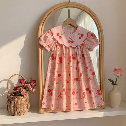 MyKids-USA® Baby Girls Short Sleeves Cherry Pattern Dress