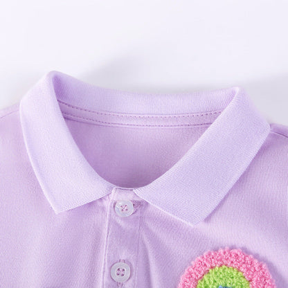 MyKids-USA® Rainbow Pattern Turn-down Collar Short Sleeves Dress for Stylish Girls