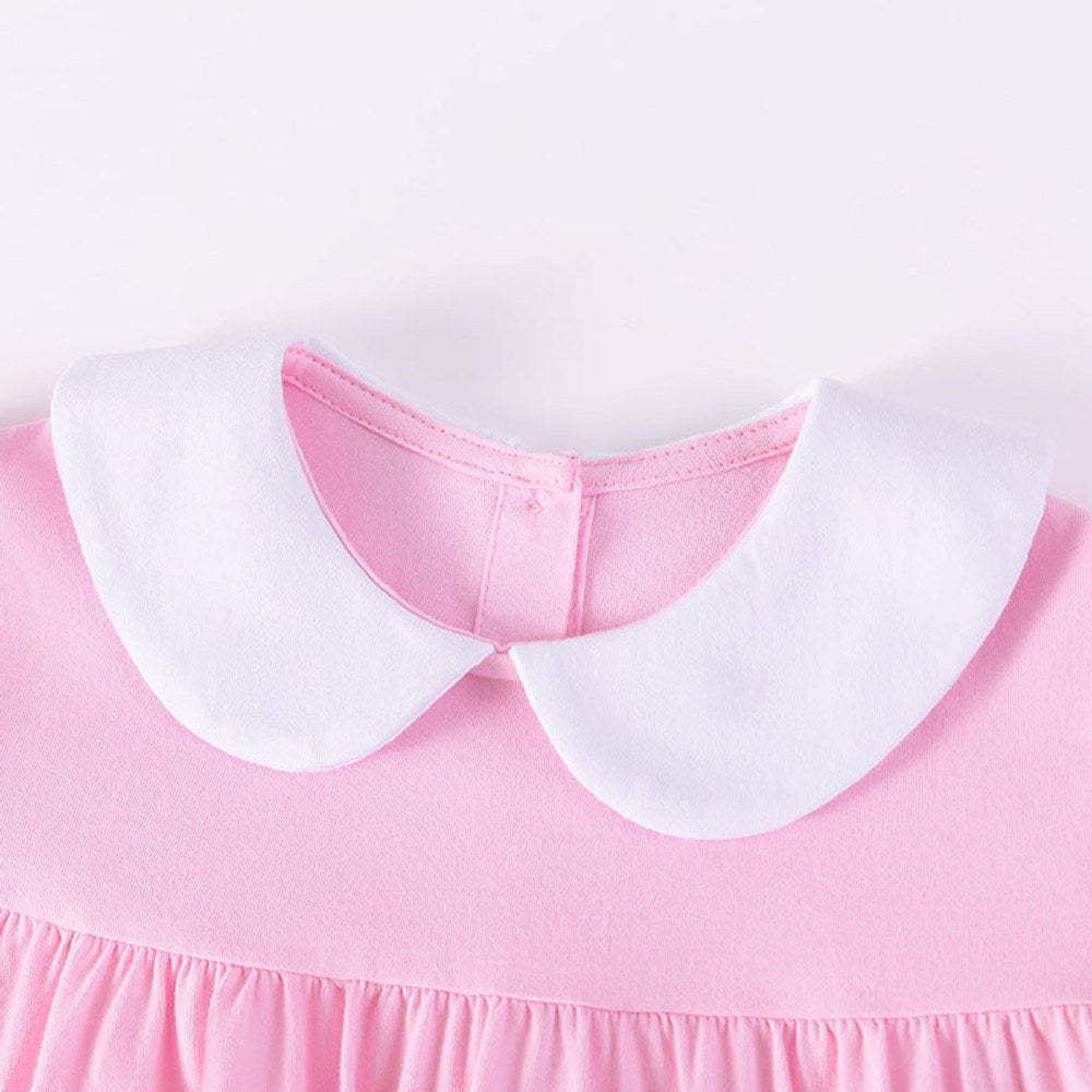 MyKids-USA® Rabbit Pattern Peter Pan Collar Short Sleeves Dress for Stylish Girls