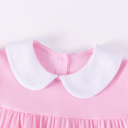 MyKids-USA® Rabbit Pattern Peter Pan Collar Short Sleeves Dress for Stylish Girls