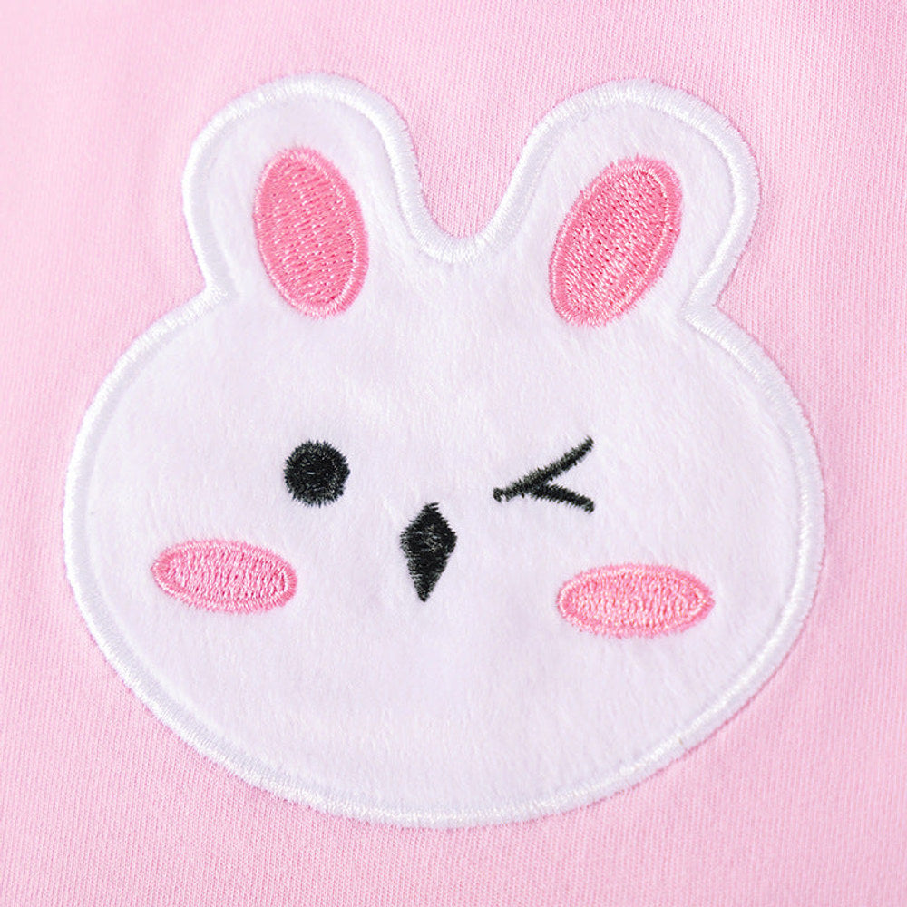 MyKids-USA® Rabbit Pattern Peter Pan Collar Short Sleeves Dress for Stylish Girls
