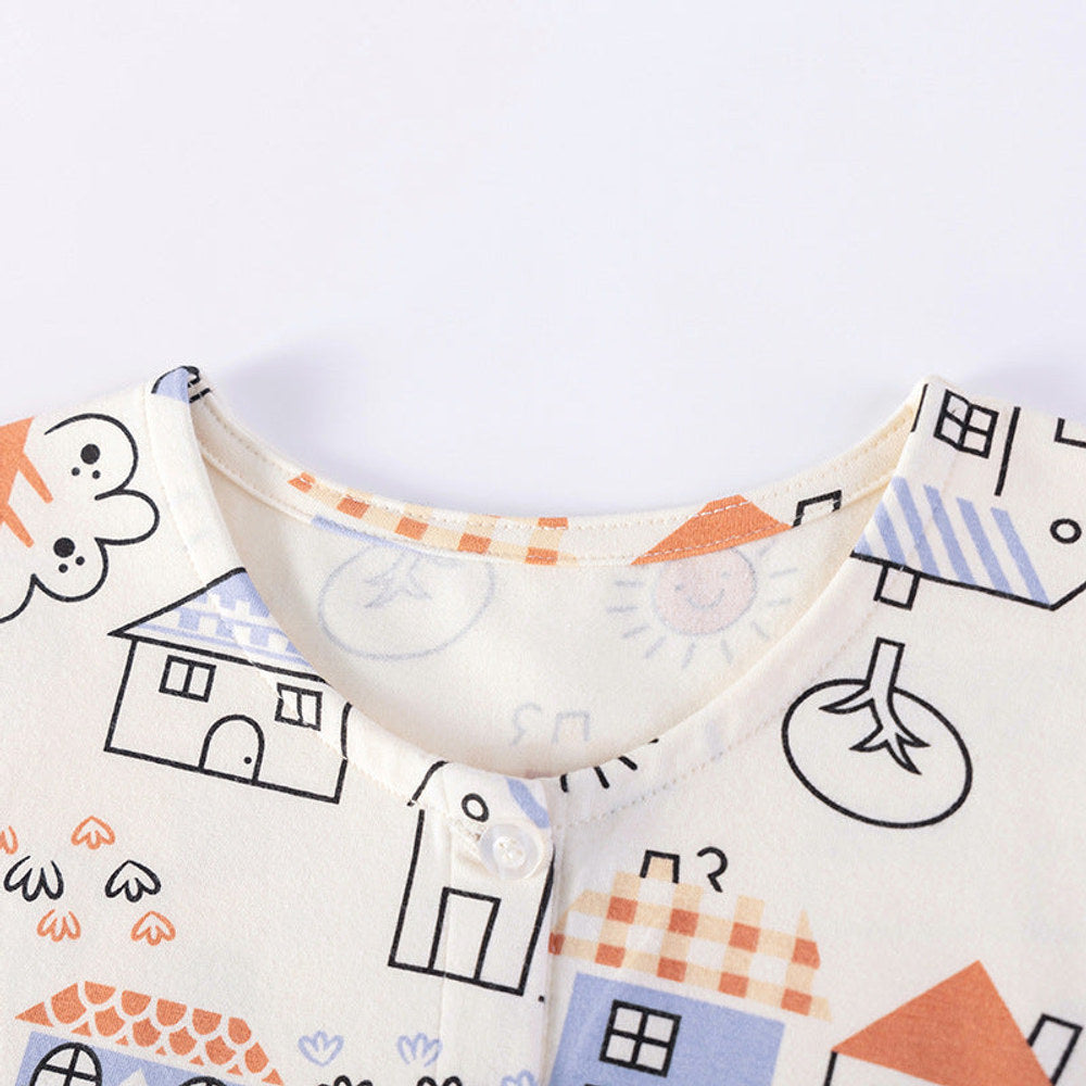 MyKids-USA® Cartoon Pattern Crew Neck Short Sleeves Dress for Stylish Girls