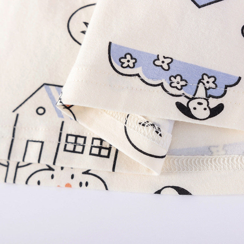 MyKids-USA® Cartoon Pattern Crew Neck Short Sleeves Dress for Stylish Girls