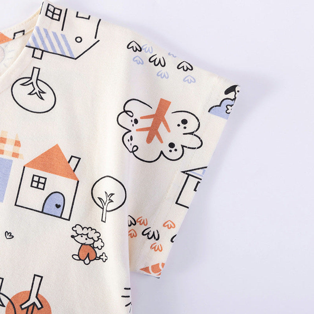 MyKids-USA® Cartoon Pattern Crew Neck Short Sleeves Dress for Stylish Girls
