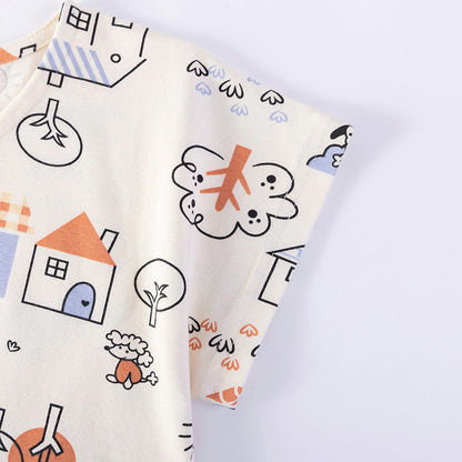 MyKids-USA® Cartoon Pattern Crew Neck Short Sleeves Dress for Stylish Girls