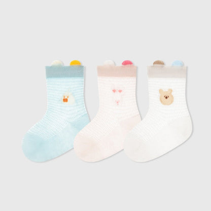 MyKids-USA® All-Season Baby Boys and Girls Cute Animals Cartoon Pattern Socks 1 Lot=3-Pair Set
