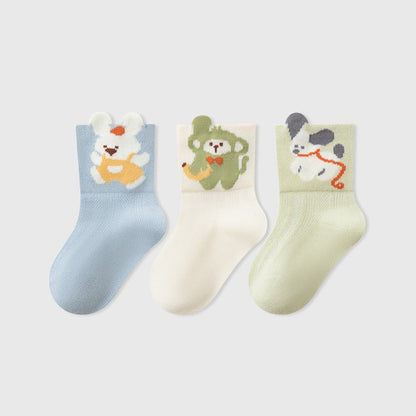 MyKids-USA® Baby Unisex Breathable Cute Cartoon Pattern Socks 3-Pair Set
