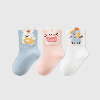 MyKids-USA® Baby Unisex Breathable Cute Cartoon Pattern Socks 3-Pair Set