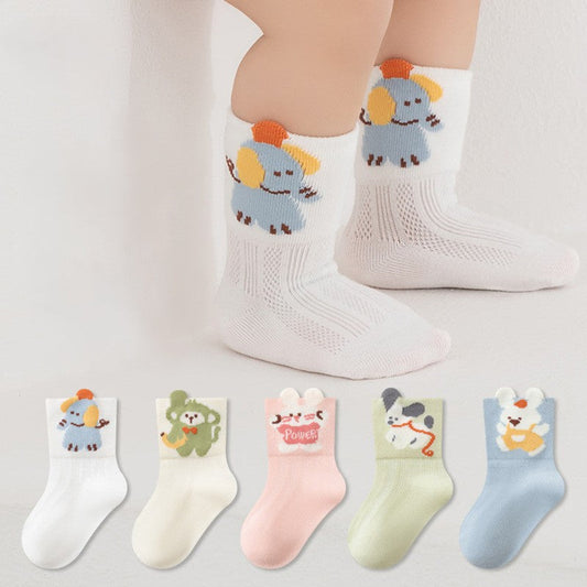 MyKids-USA® Baby Unisex Breathable Cute Cartoon Pattern Socks 3-Pair Set