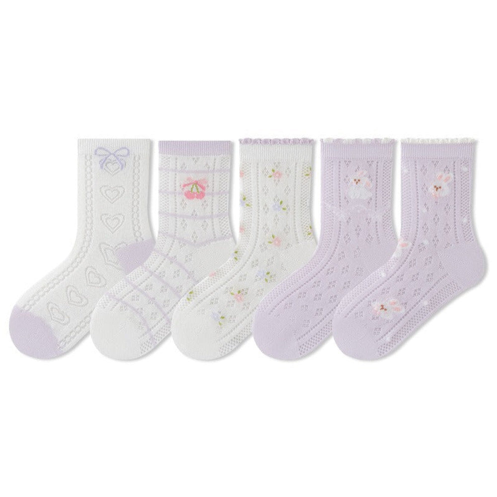 MyKids-USA® Kids Breathable Cute Cartoon and Letters Pattern Socks 5-Pair Set