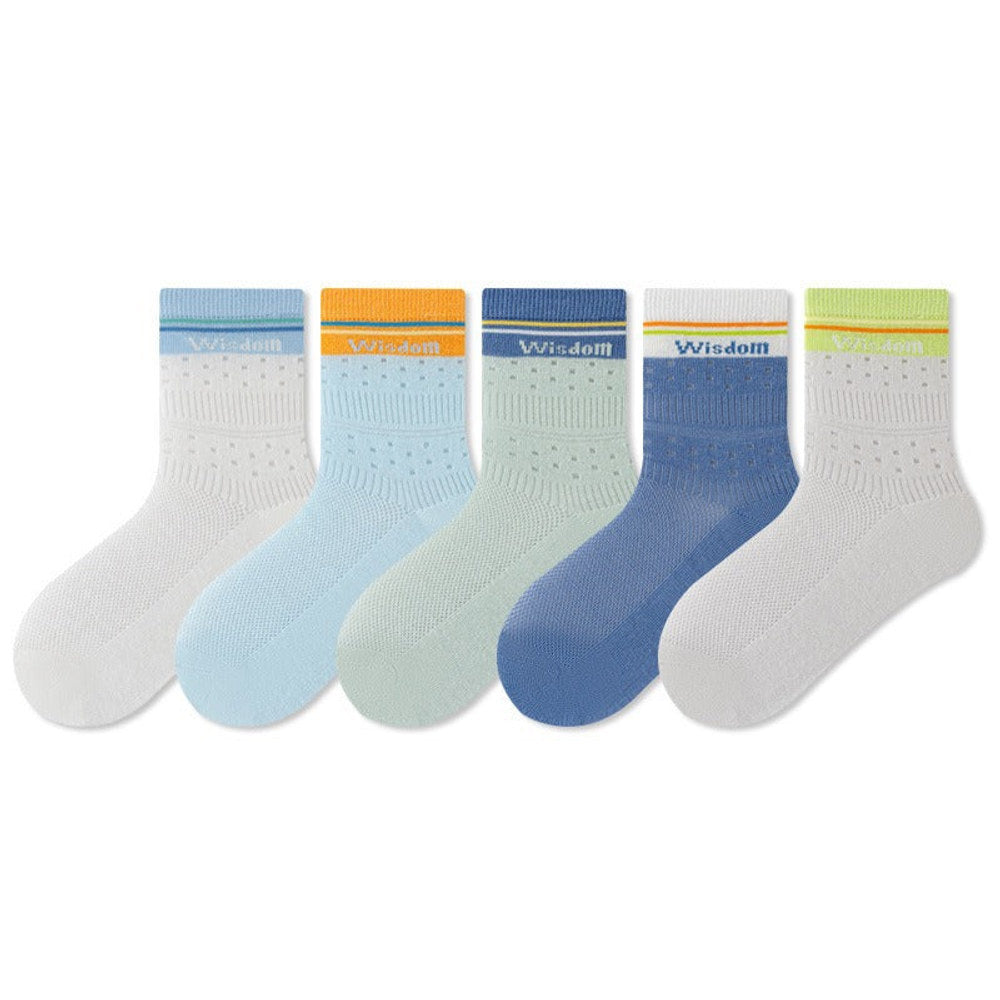 MyKids-USA® Kids Breathable Cute Cartoon and Letters Pattern Socks 5-Pair Set
