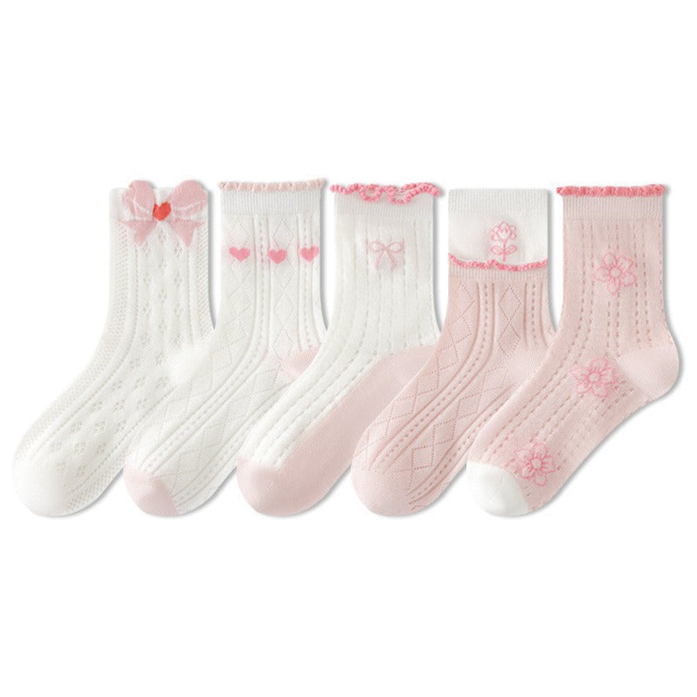 MyKids-USA® Kids Breathable Cute Cartoon and Letters Pattern Socks 5-Pair Set