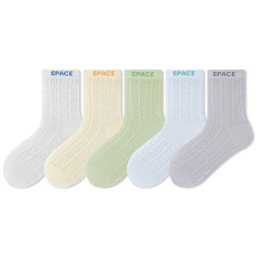 MyKids-USA® Kids Breathable Cute Cartoon and Letters Pattern Socks 5-Pair Set