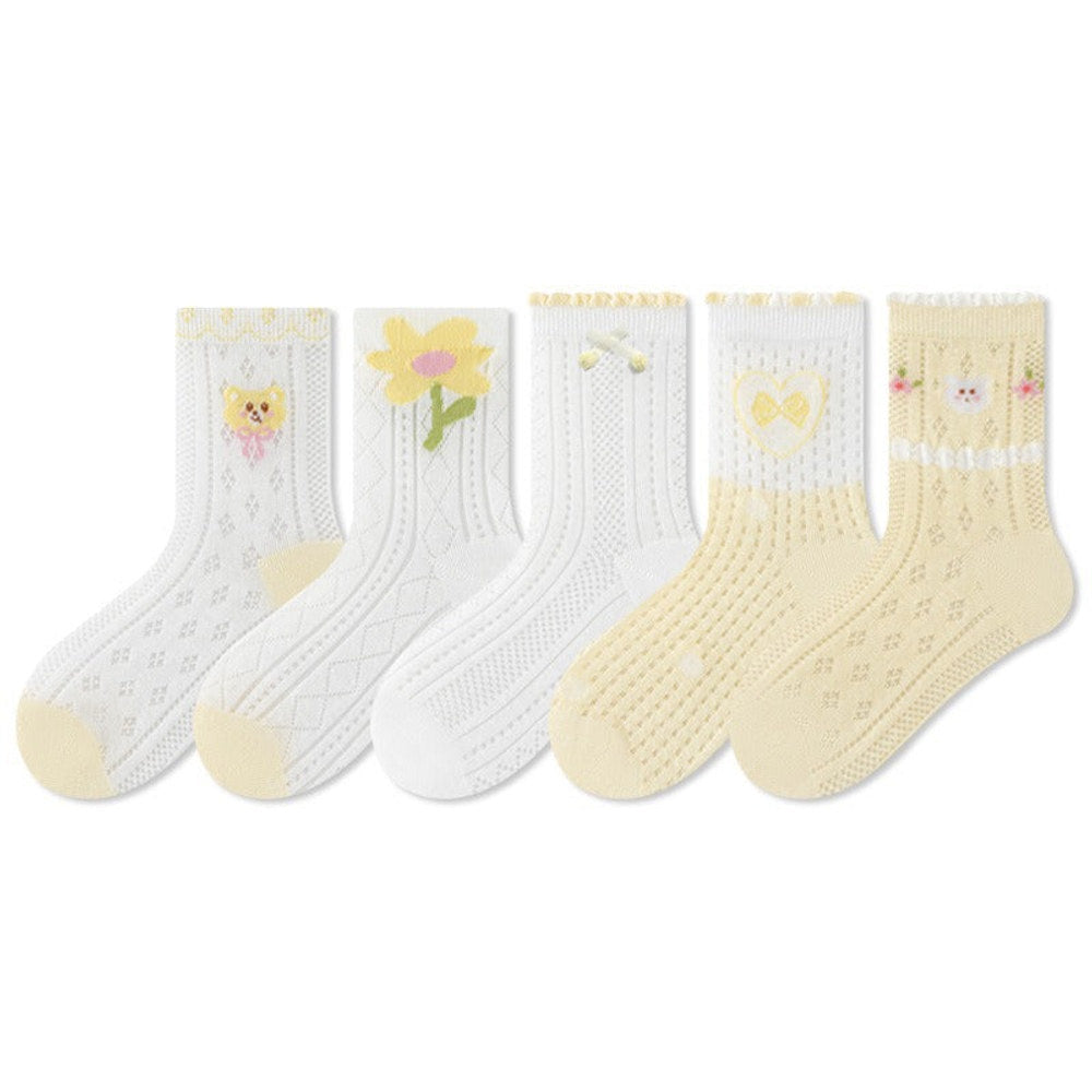 MyKids-USA® Kids Breathable Cute Cartoon and Letters Pattern Socks 5-Pair Set