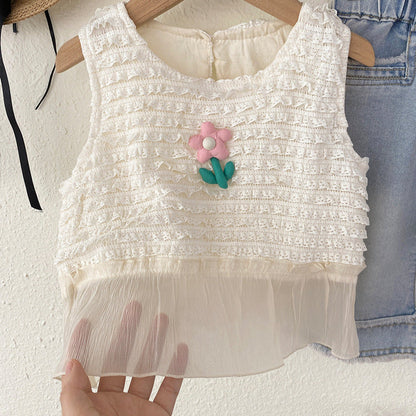 MyKids-USA® Baby Kids Girls Striped and Flowers Pattern Top Vest