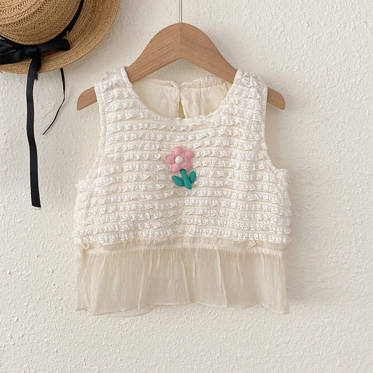 MyKids-USA® Baby Kids Girls Striped and Flowers Pattern Top Vest