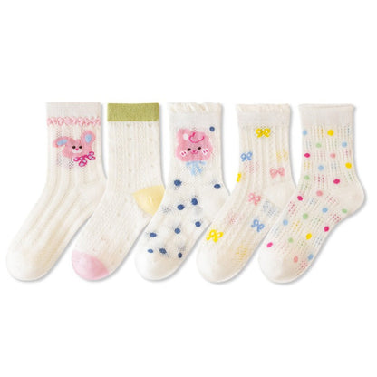 MyKids-USA® Kids Breathable Cute Cartoon and Geometric Pattern Socks 5-Pair Set