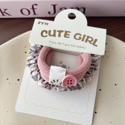 MyKids-USA® Collection of 2 Cute Plaid and Plain Hair Ties