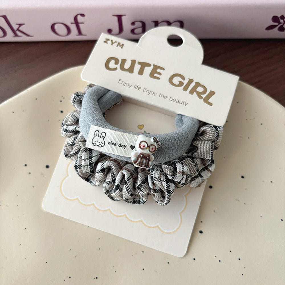 MyKids-USA® Collection of 2 Cute Plaid and Plain Hair Ties