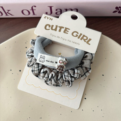 MyKids-USA® Collection of 2 Cute Plaid and Plain Hair Ties