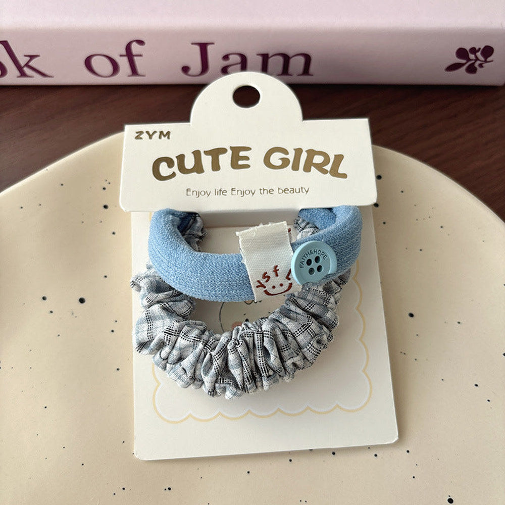 MyKids-USA® Collection of 2 Cute Plaid and Plain Hair Ties
