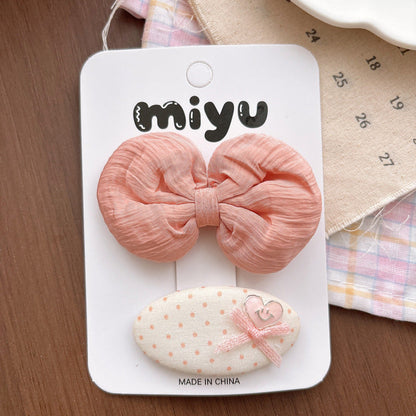 MyKids-USA® Collection of 2 Cute Plaid and Dots Pattern Hair Ties and Hair Clips