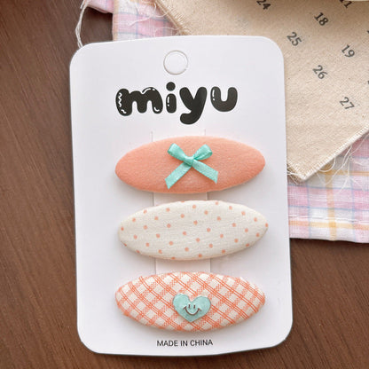 MyKids-USA® Collection of 2 Cute Plaid and Dots Pattern Hair Ties and Hair Clips
