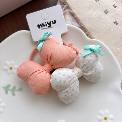 MyKids-USA® Collection of 2 Cute Plaid and Dots Pattern Hair Ties and Hair Clips