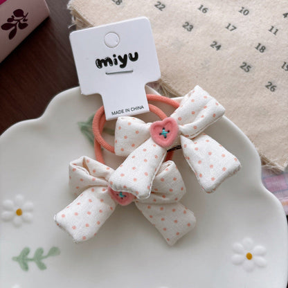 MyKids-USA® Collection of 2 Cute Plaid and Dots Pattern Hair Ties and Hair Clips