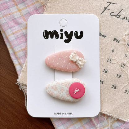 MyKids-USA® Collection of 2 Cute Pink Pattern Hair Clips