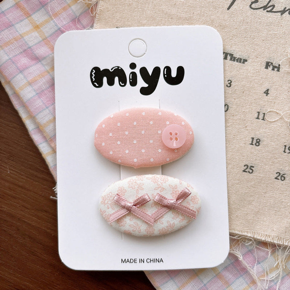 MyKids-USA® Collection of 2 Cute Pink Pattern Hair Clips