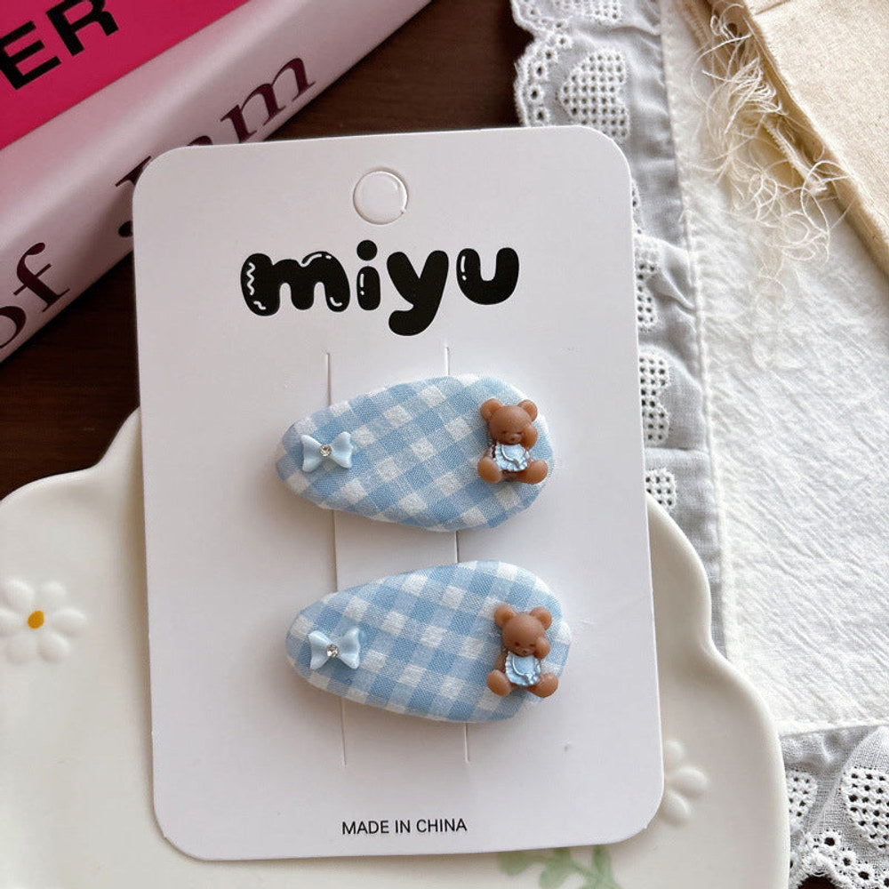 MyKids-USA® Collection of 2 Cute Blue Pattern Hair Clips