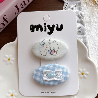 MyKids-USA® Collection of 2 Cute Blue Pattern Hair Clips