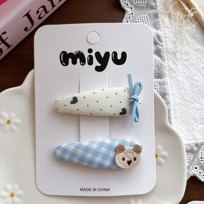 MyKids-USA® Collection of 2 Cute Blue Pattern Hair Clips