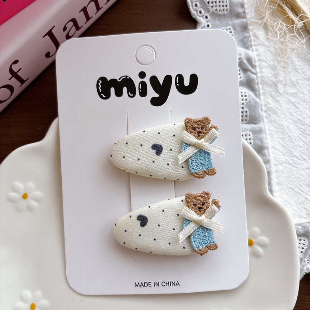 MyKids-USA® Collection of 2 Cute Blue Pattern Hair Clips
