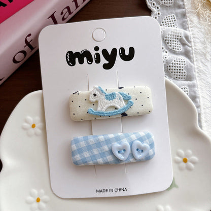MyKids-USA® Collection of 2 Cute Blue Pattern Hair Clips