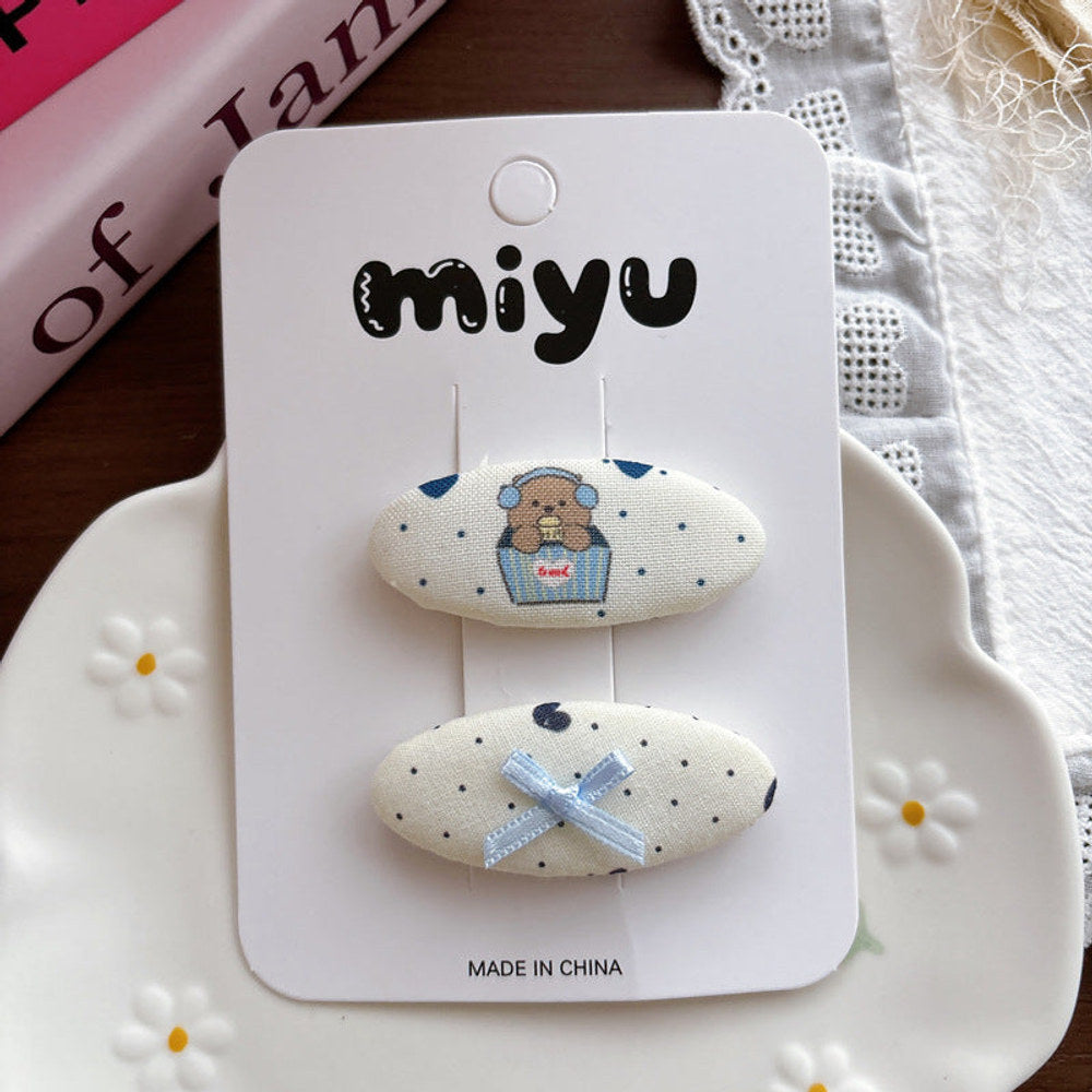 MyKids-USA® Collection of 2 Cute Blue Pattern Hair Clips
