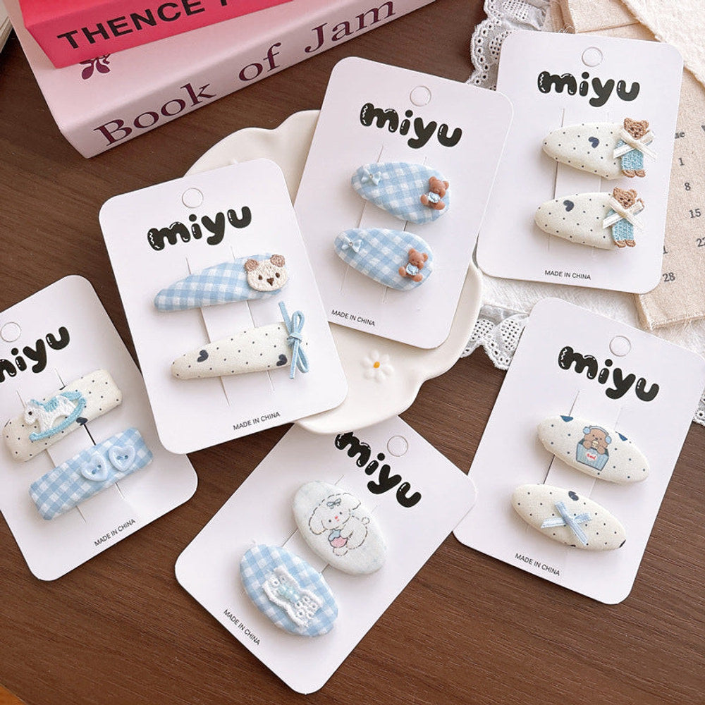 MyKids-USA® Collection of 2 Cute Blue Pattern Hair Clips
