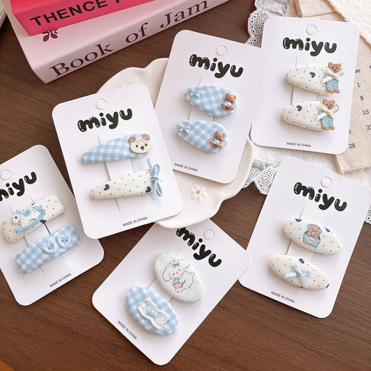 MyKids-USA® Collection of 2 Cute Blue Pattern Hair Clips