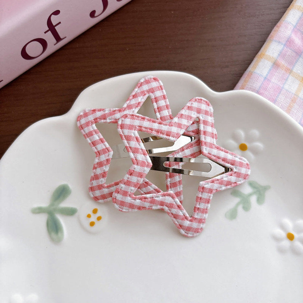 MyKids-USA® Collection of 2 Cute Pink Star Pattern Hair Clips