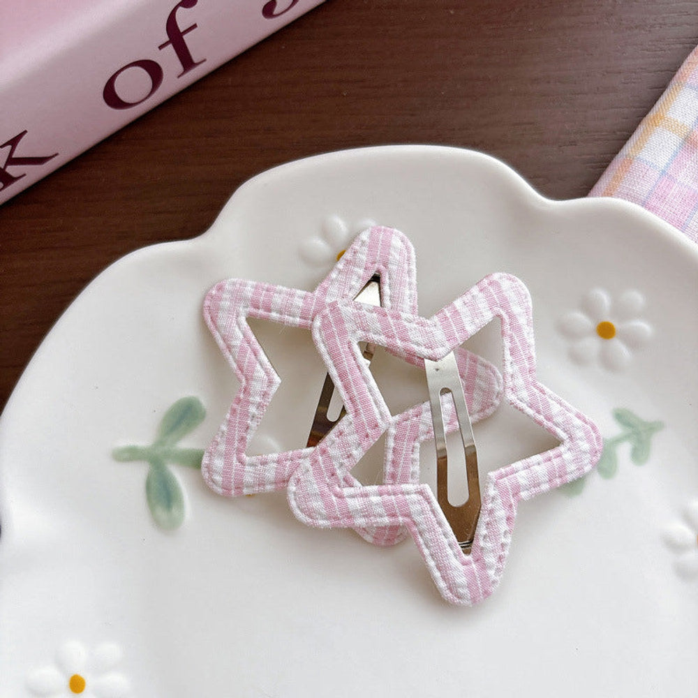MyKids-USA® Collection of 2 Cute Pink Star Pattern Hair Clips