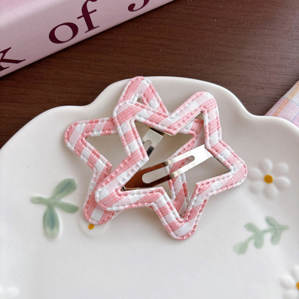 MyKids-USA® Collection of 2 Cute Pink Star Pattern Hair Clips